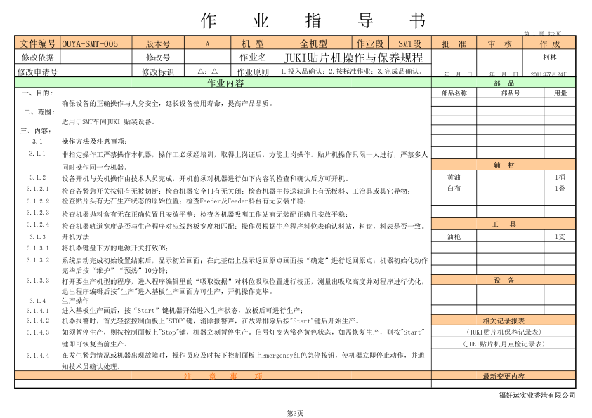 JUKI贴片机操作与保养规程.pdf